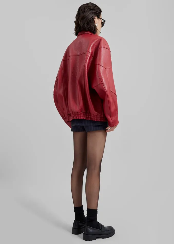 The Frankie Shop Outerwear Zion Bomber Jacket 8211 Red 8211 Women