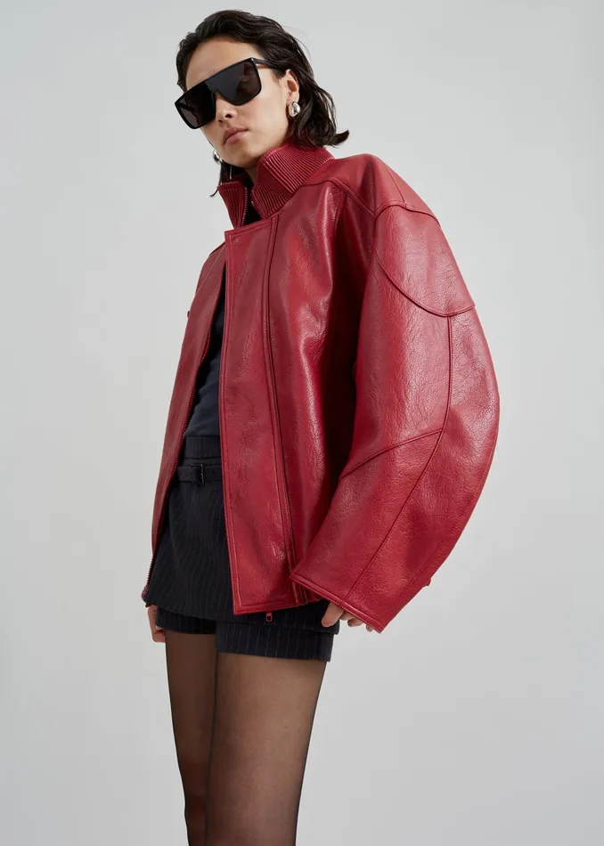 The Frankie Shop Outerwear Zion Bomber Jacket 8211 Red 8211 Women
