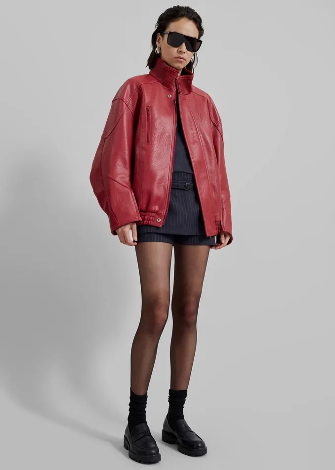 The Frankie Shop Outerwear Zion Bomber Jacket 8211 Red 8211 Women