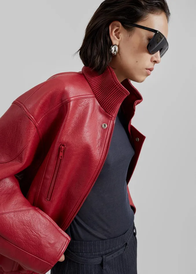 The Frankie Shop Outerwear Zion Bomber Jacket 8211 Red 8211 Women