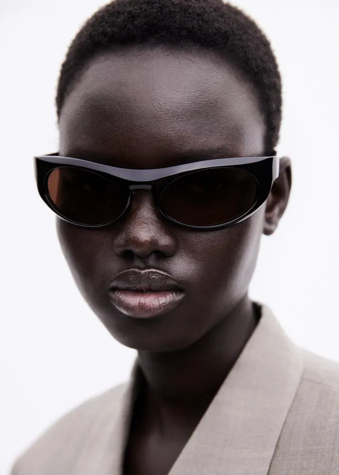 The Frankie Shop Port Tanger Touba Sunglasses 8211 Black AcetateTobacco Lens 8211 MenWomen