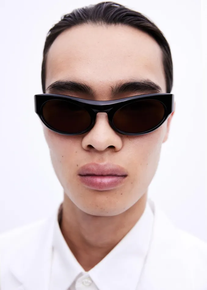 The Frankie Shop Port Tanger Touba Sunglasses 8211 Black AcetateTobacco Lens 8211 MenWomen