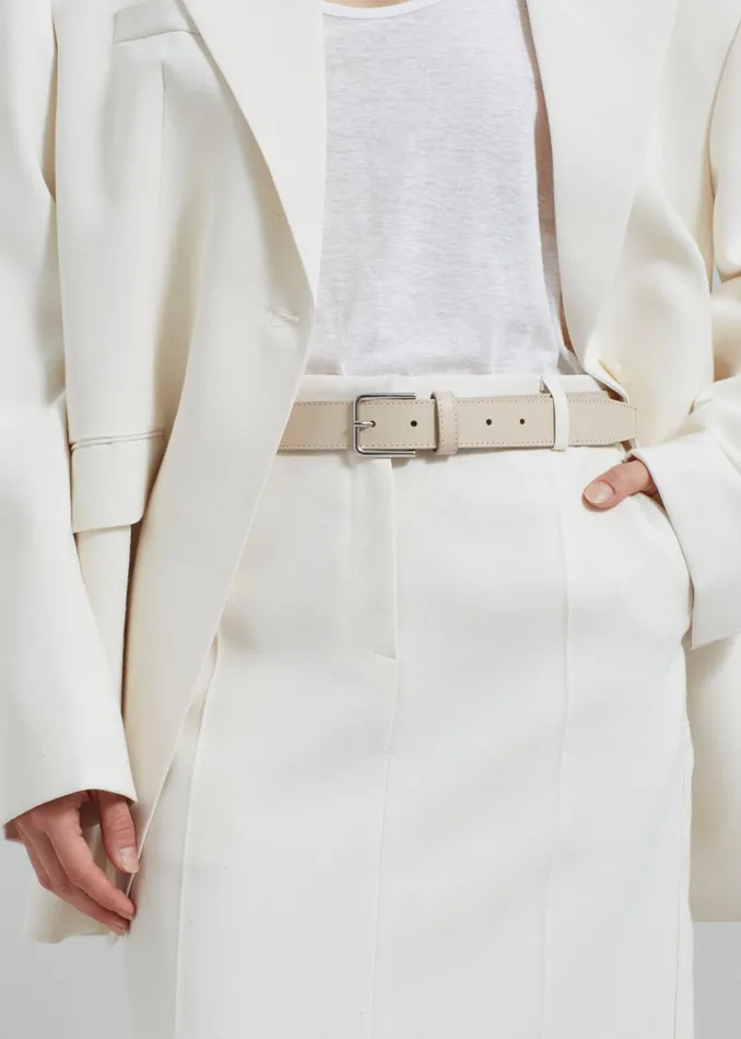 The Frankie Shop Toni Leather Belt 8211 Mastic 8211 Women