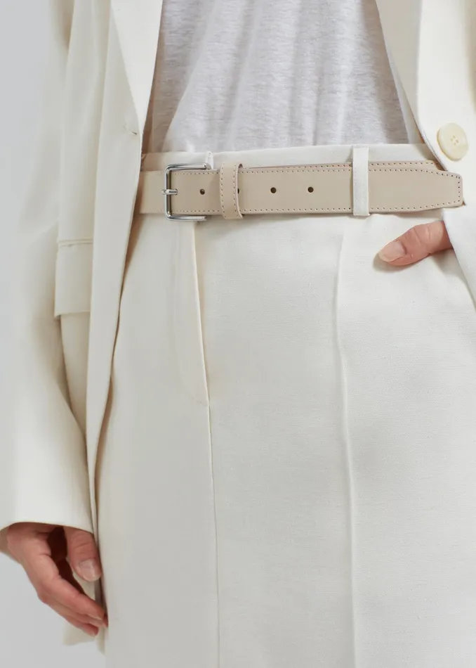 The Frankie Shop Toni Leather Belt 8211 Mastic 8211 Women