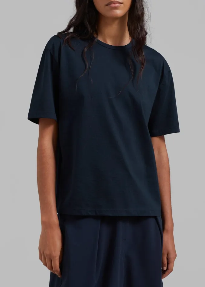 The Frankie Shop Tops Connell Boxy Tee 8211 Navy 8211 Women