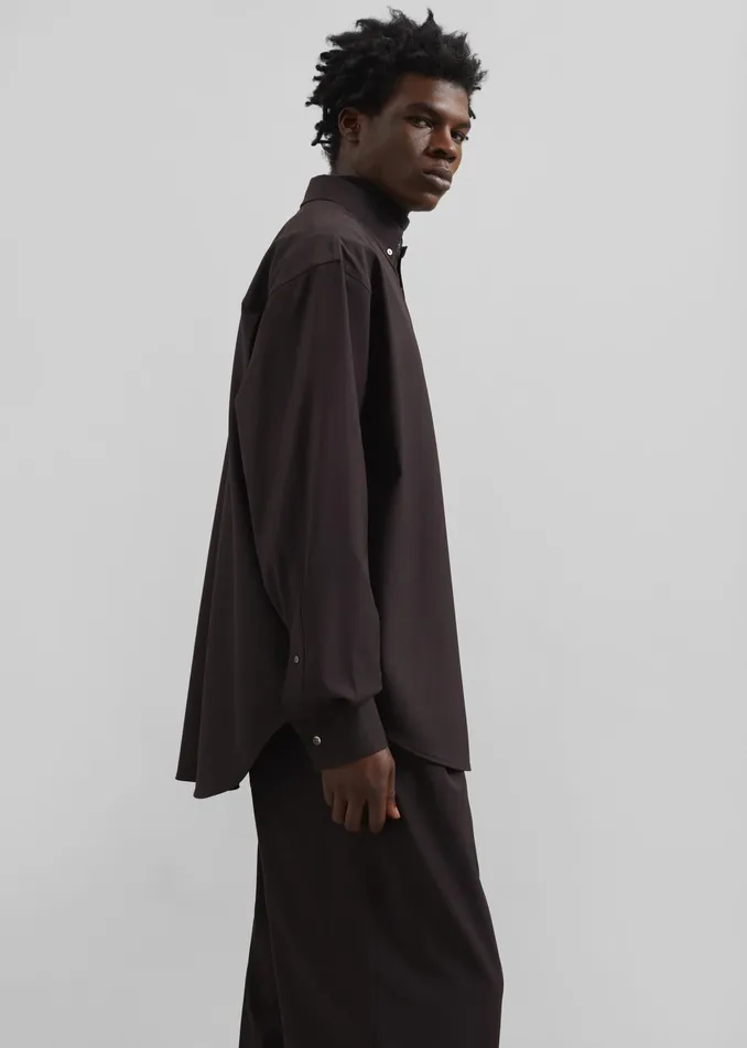 The Frankie Shop Tops Dalton Wool Blend Shirt 8211 Brown 8211 Men