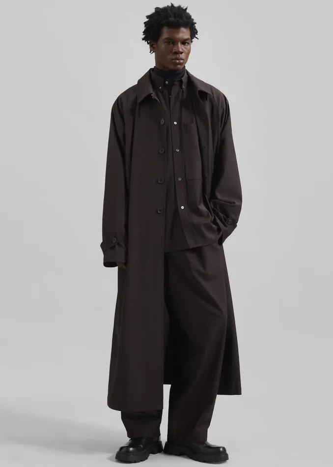 The Frankie Shop Tops Dalton Wool Blend Shirt 8211 Brown 8211 Men