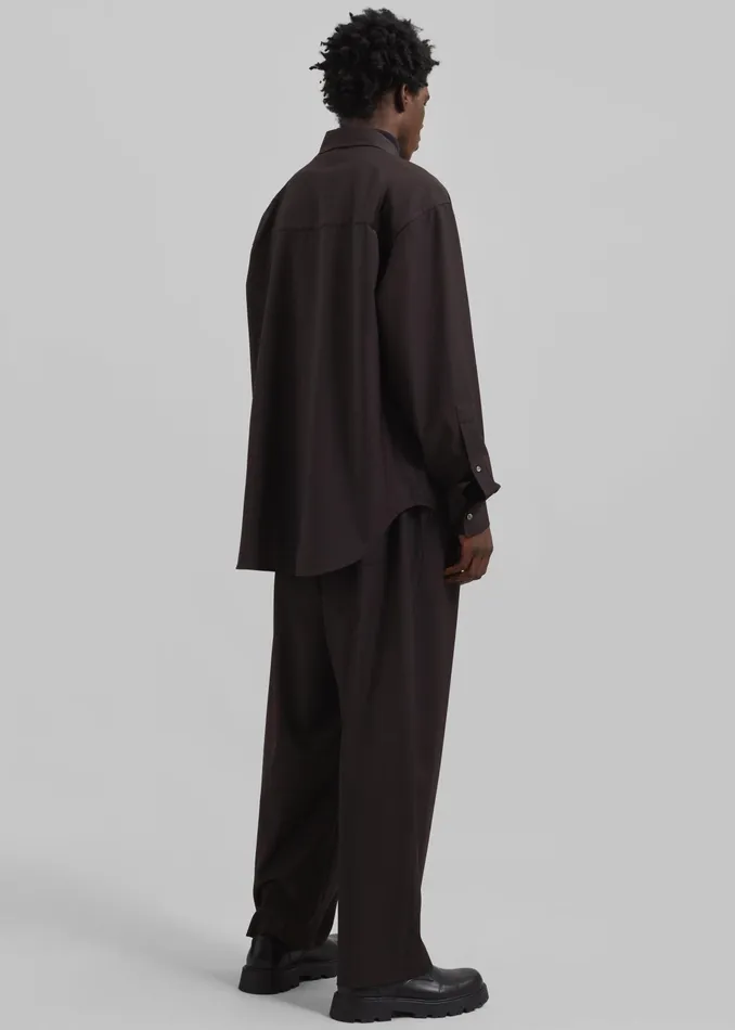 The Frankie Shop Tops Dalton Wool Blend Shirt 8211 Brown 8211 Men