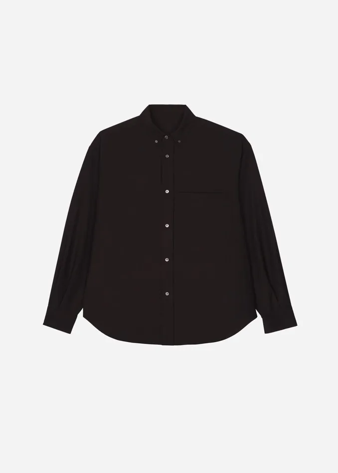 The Frankie Shop Tops Dalton Wool Blend Shirt 8211 Brown 8211 Men