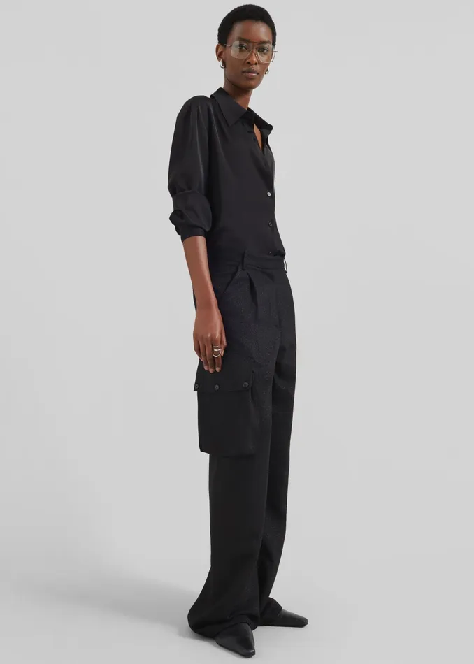 The Frankie Shop Tops Daylin Button Up Shirt 8211 Black 8211 Women