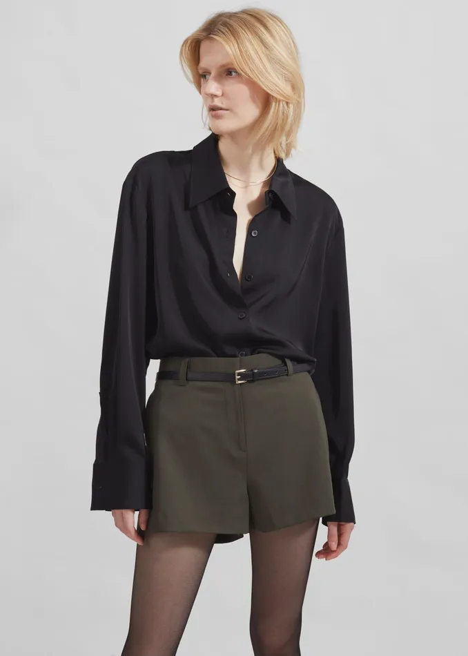 The Frankie Shop Tops Daylin Button Up Shirt 8211 Black 8211 Women