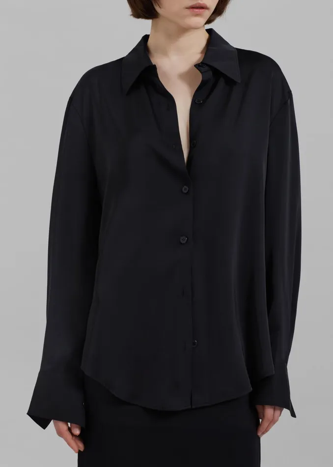 The Frankie Shop Tops Daylin Button Up Shirt 8211 Black 8211 Women