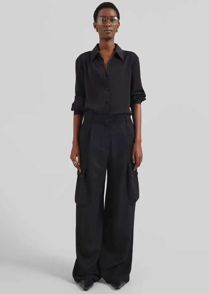 The Frankie Shop Tops Daylin Button Up Shirt 8211 Black 8211 Women