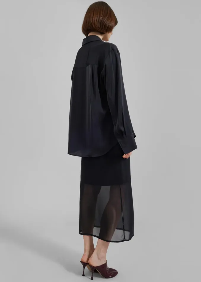 The Frankie Shop Tops Daylin Button Up Shirt 8211 Black 8211 Women