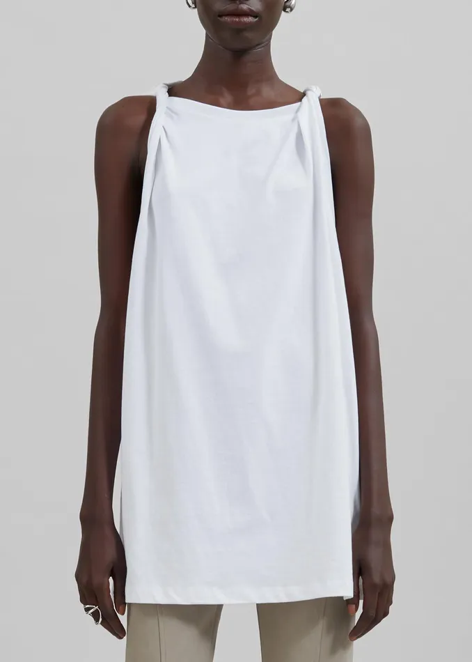 The Frankie Shop Tops Erika Twisted Sleeve Tank 8211 White 8211 Women