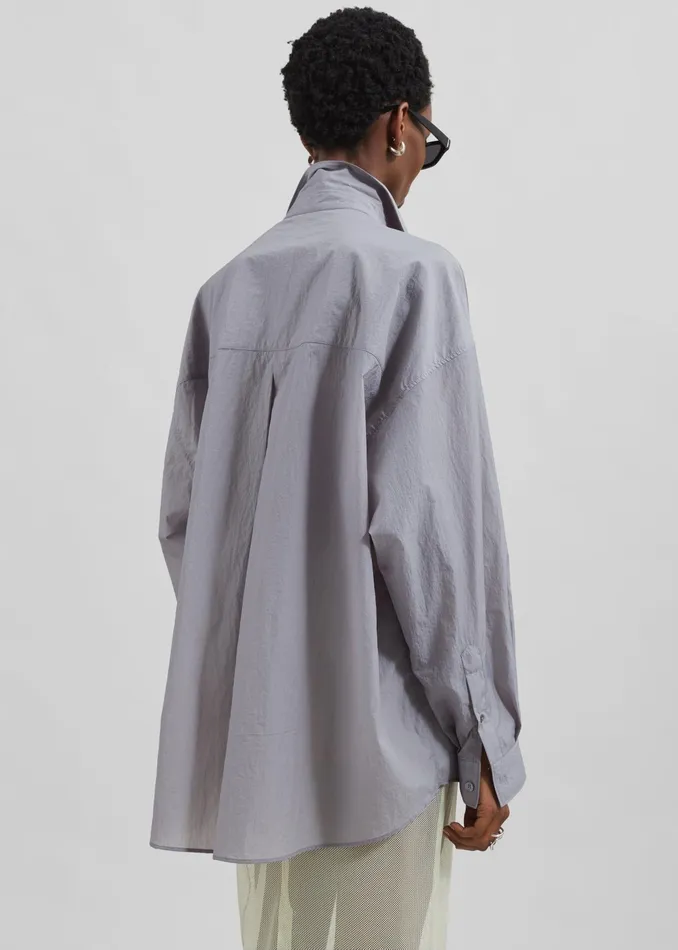 The Frankie Shop Tops Ira Semi Sheer Button Up Shirt 8211 Grey 8211 Women