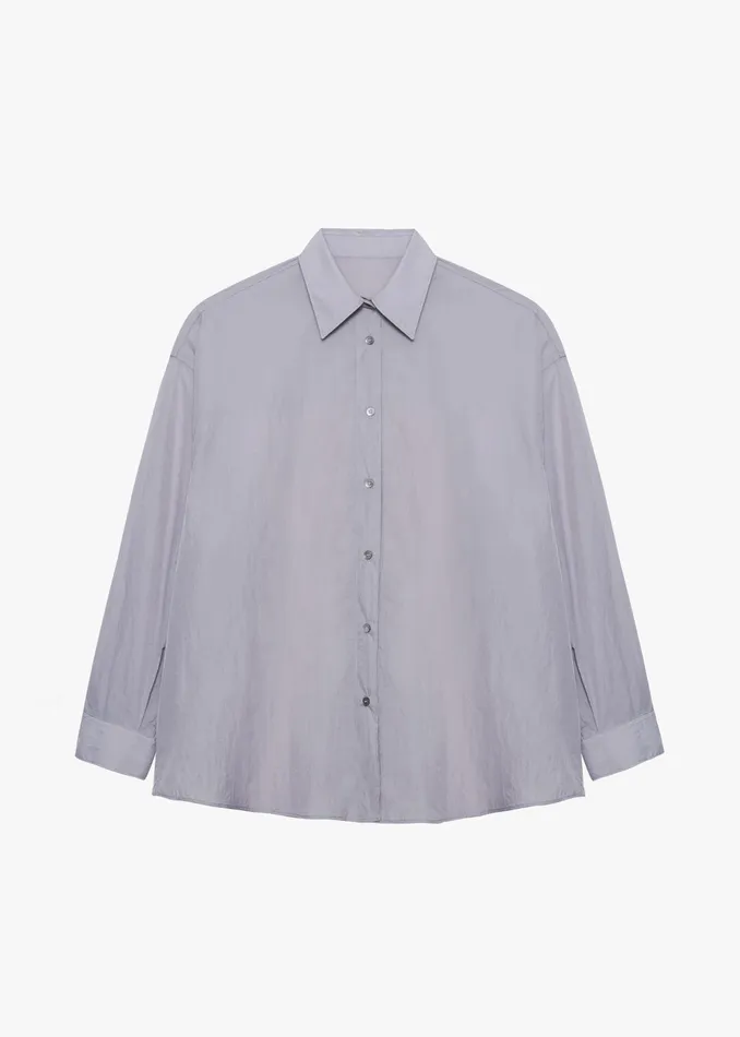 The Frankie Shop Tops Ira Semi Sheer Button Up Shirt 8211 Grey 8211 Women