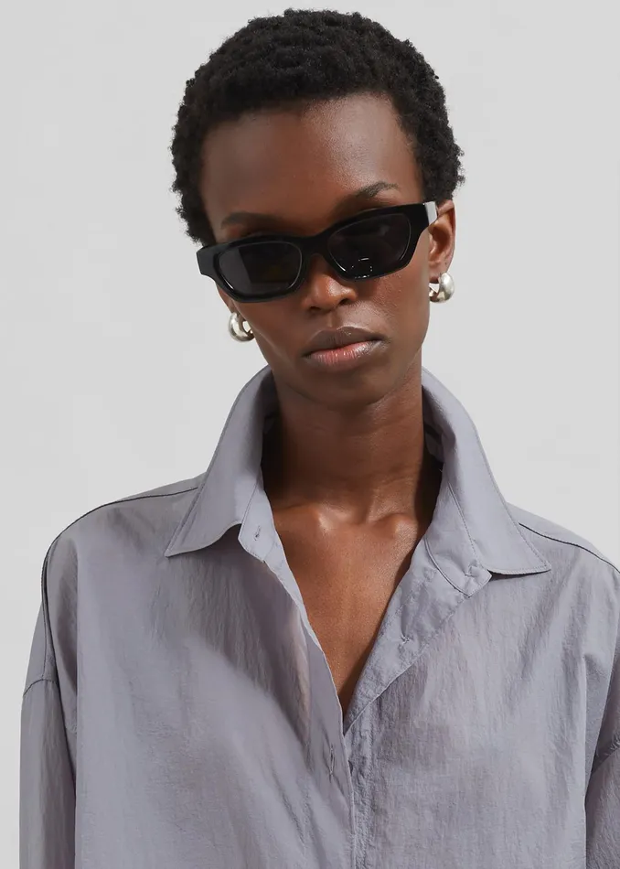 The Frankie Shop Tops Ira Semi Sheer Button Up Shirt 8211 Grey 8211 Women