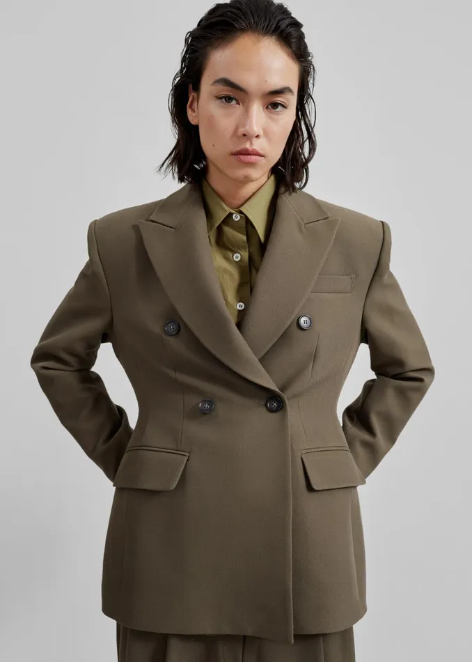 The Frankie Shop Tops Jody Button Up Shirt 8211 Khaki 8211 Women