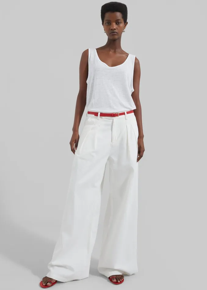 The Frankie Shop Tops Josie Scoop Neck Tank Top 8211 White 8211 Women