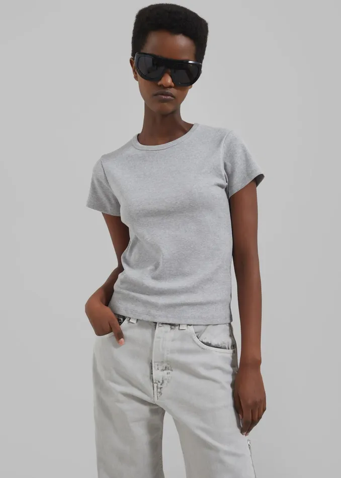 The Frankie Shop Tops Kellen Baby Tee 8211 Grey 8211 Women