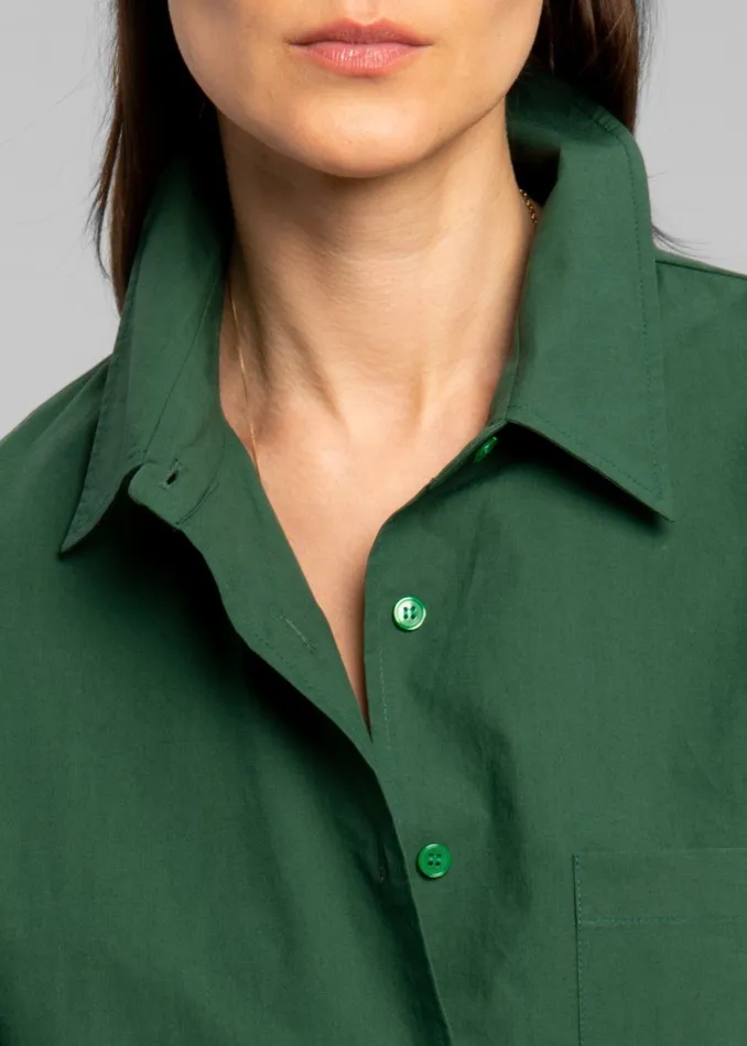 The Frankie Shop Tops Lui Organic Cotton Shirt 8211 Hunter Green 8211 Women