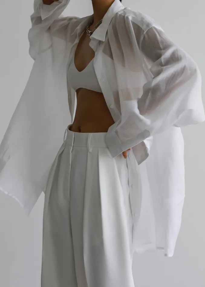 The Frankie Shop Tops Marlow Oversized Linen Shirt 8211 White 8211 Women
