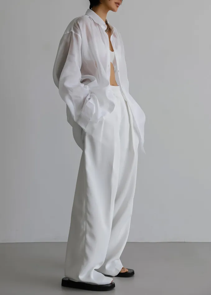 The Frankie Shop Tops Marlow Oversized Linen Shirt 8211 White 8211 Women