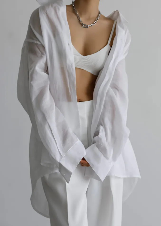 The Frankie Shop Tops Marlow Oversized Linen Shirt 8211 White 8211 Women