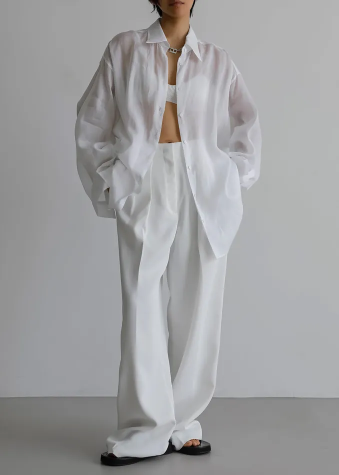 The Frankie Shop Tops Marlow Oversized Linen Shirt 8211 White 8211 Women