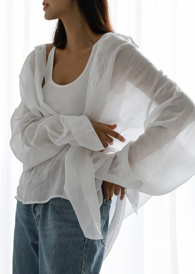 The Frankie Shop Tops Marlow Oversized Linen Shirt 8211 White 8211 Women