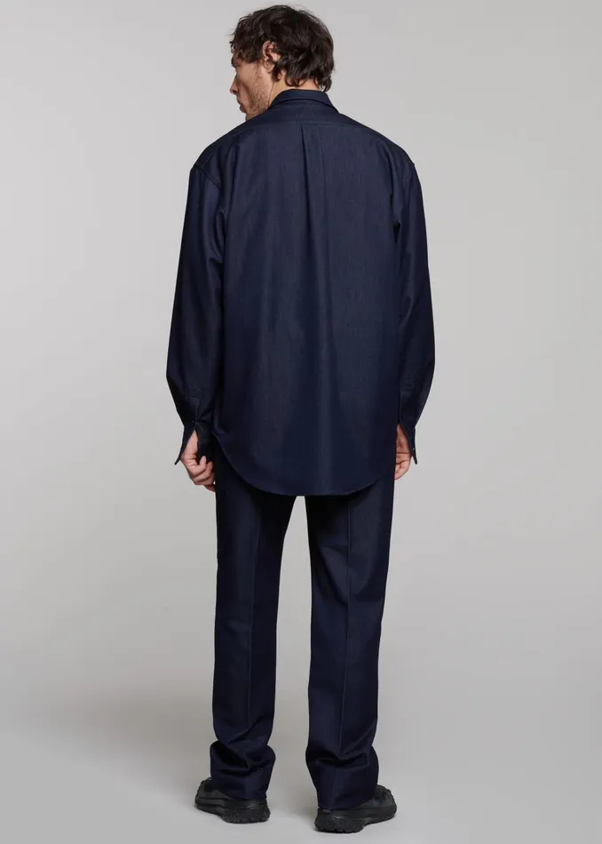 The Frankie Shop Tops Mason Button Up Shirt 8211 Indigo 8211 Men