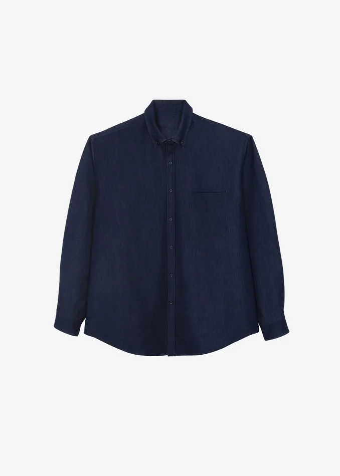 The Frankie Shop Tops Mason Button Up Shirt 8211 Indigo 8211 Men