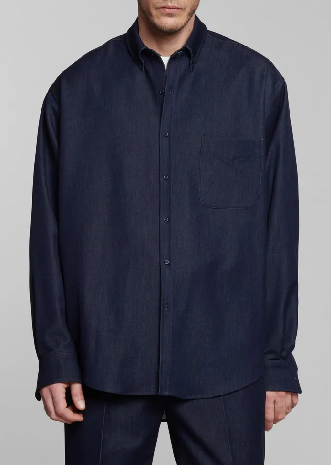 The Frankie Shop Tops Mason Button Up Shirt 8211 Indigo 8211 Men