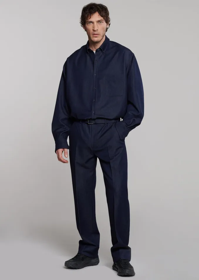 The Frankie Shop Tops Mason Button Up Shirt 8211 Indigo 8211 Men