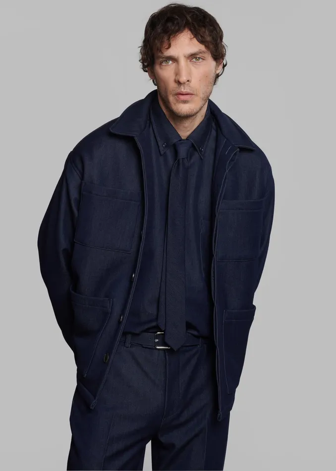 The Frankie Shop Tops Mason Button Up Shirt 8211 Indigo 8211 Men