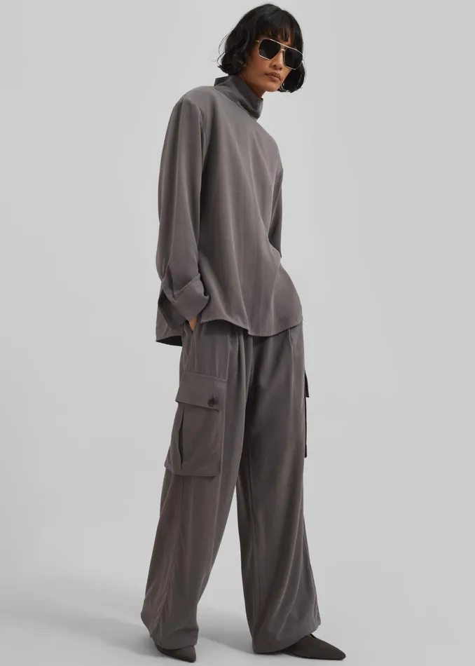 The Frankie Shop Tops Nyro Blouse 8211 Charcoal 8211 Women
