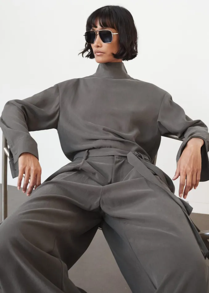 The Frankie Shop Tops Nyro Blouse 8211 Charcoal 8211 Women