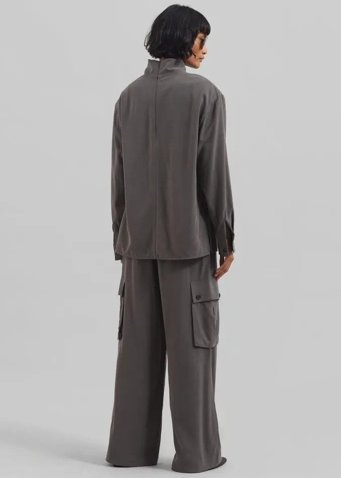 The Frankie Shop Tops Nyro Blouse 8211 Charcoal 8211 Women