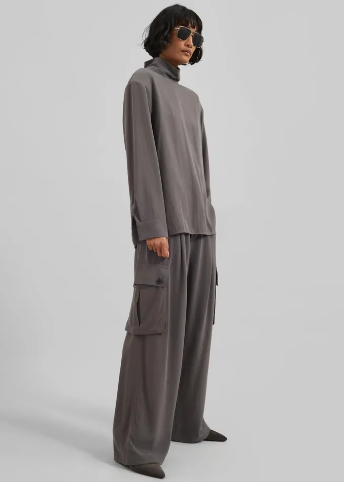 The Frankie Shop Tops Nyro Blouse 8211 Charcoal 8211 Women
