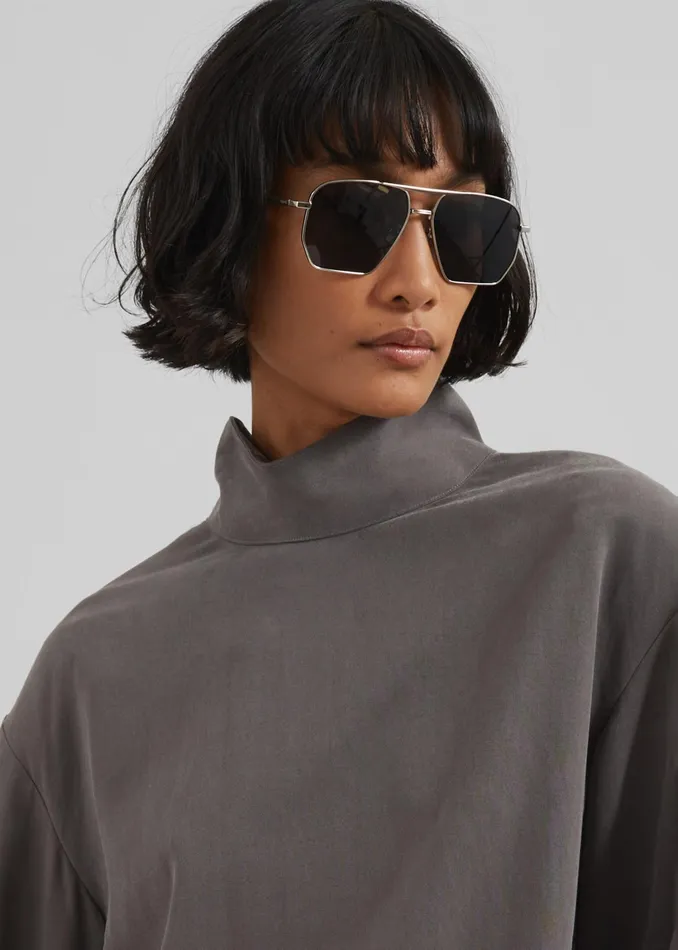 The Frankie Shop Tops Nyro Blouse 8211 Charcoal 8211 Women