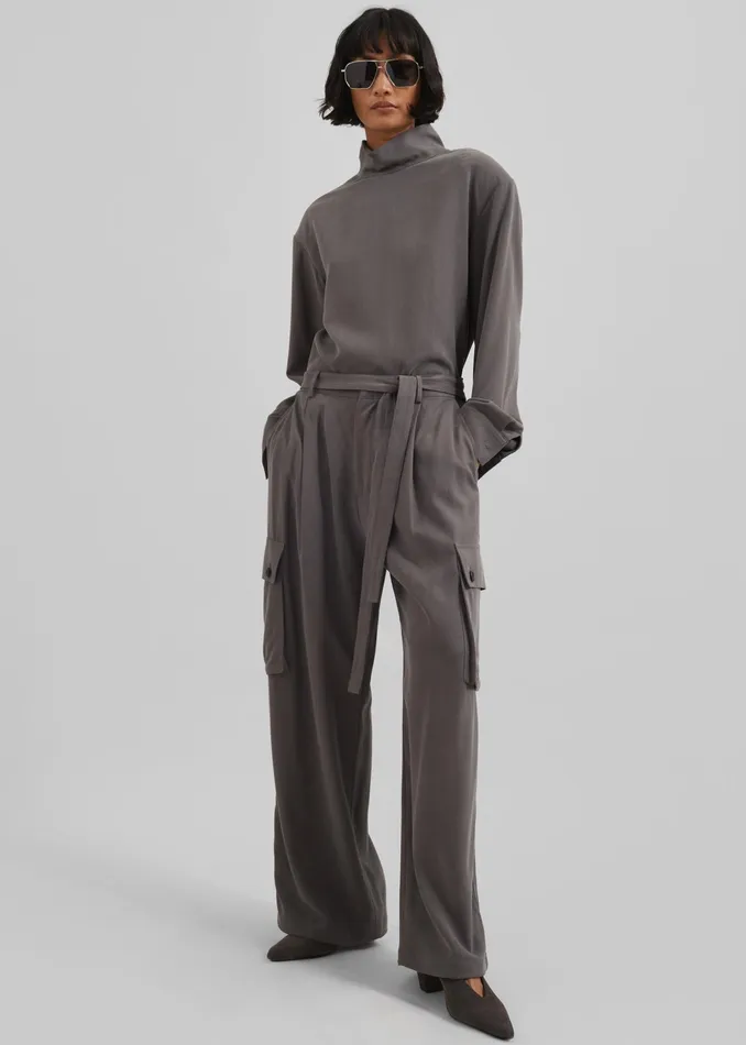The Frankie Shop Tops Nyro Blouse 8211 Charcoal 8211 Women