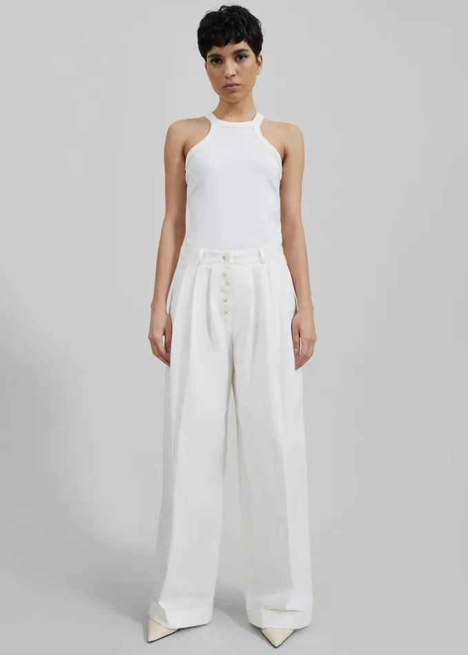 The Frankie Shop Tops Omi Halter Tank Top 8211 White 8211 Women