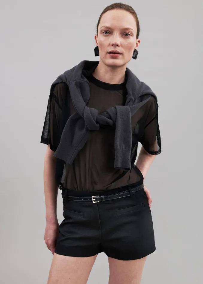 The Frankie Shop Tops Ramy Mesh Tee 8211 Black 8211 Women