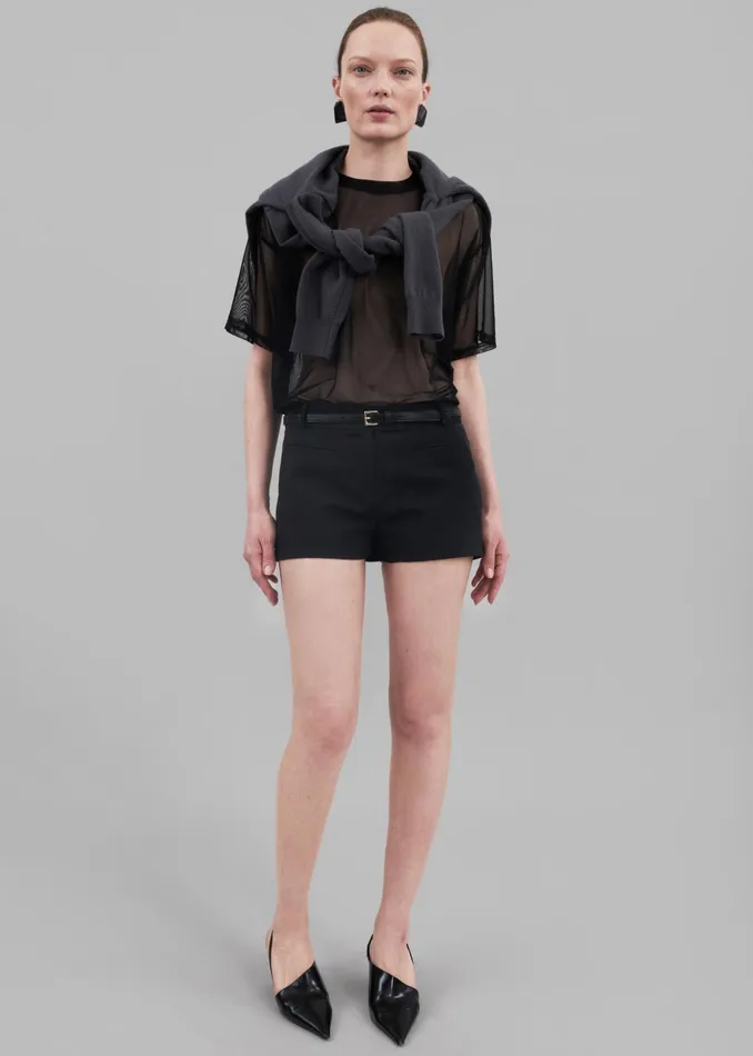 The Frankie Shop Tops Ramy Mesh Tee 8211 Black 8211 Women