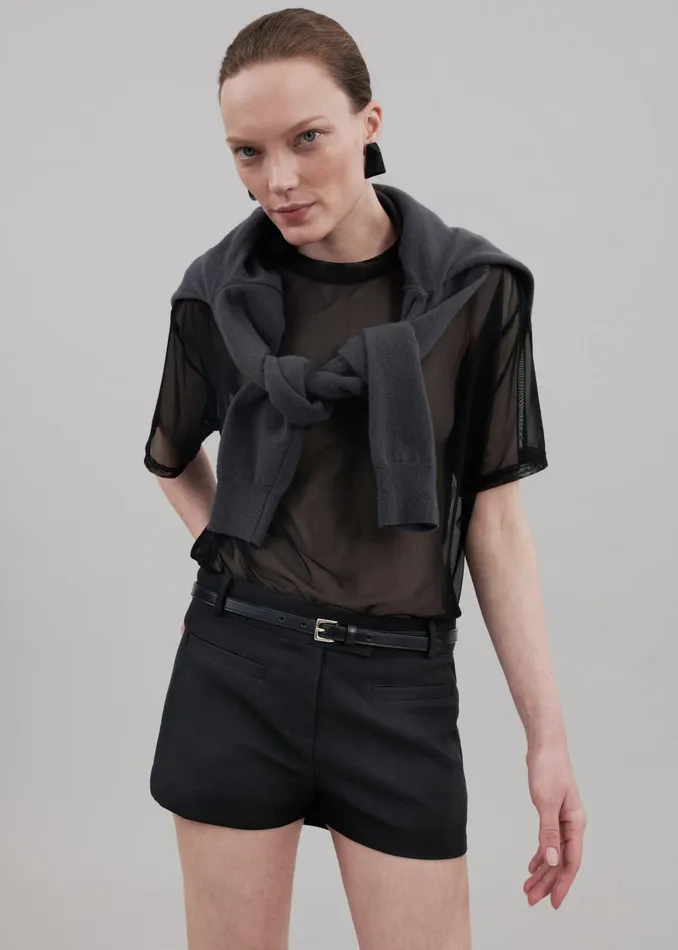 The Frankie Shop Tops Ramy Mesh Tee 8211 Black 8211 Women