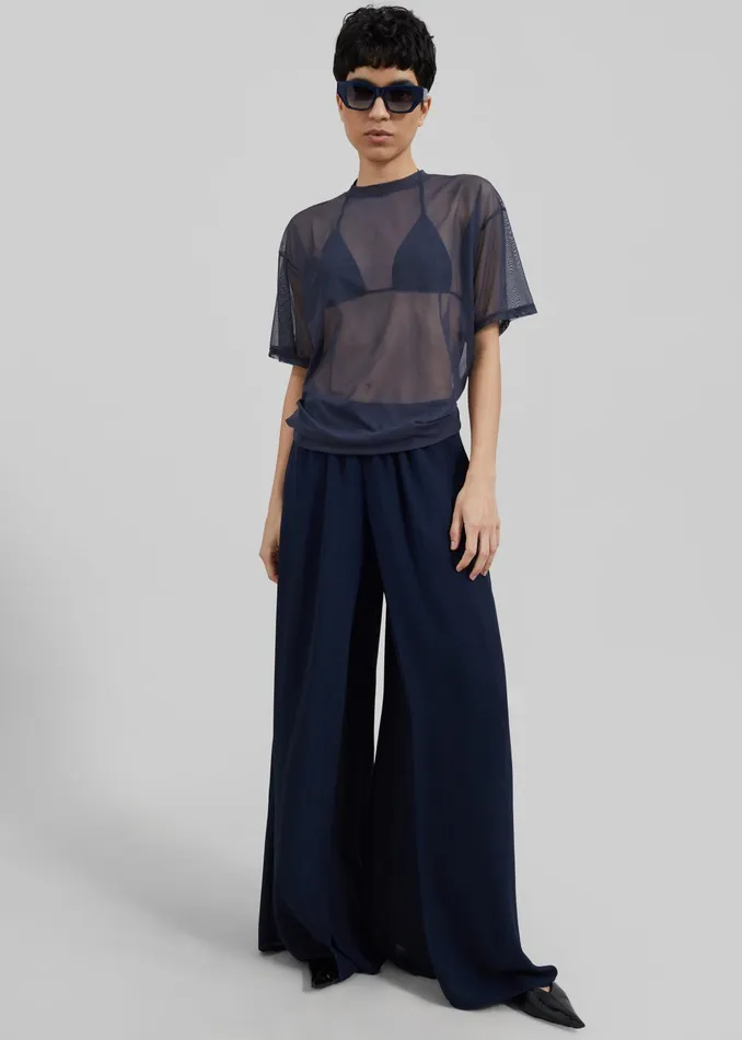 The Frankie Shop Tops Ramy Mesh Tee 8211 Navy 8211 Women