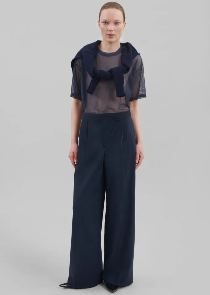 The Frankie Shop Tops Ramy Mesh Tee 8211 Navy 8211 Women