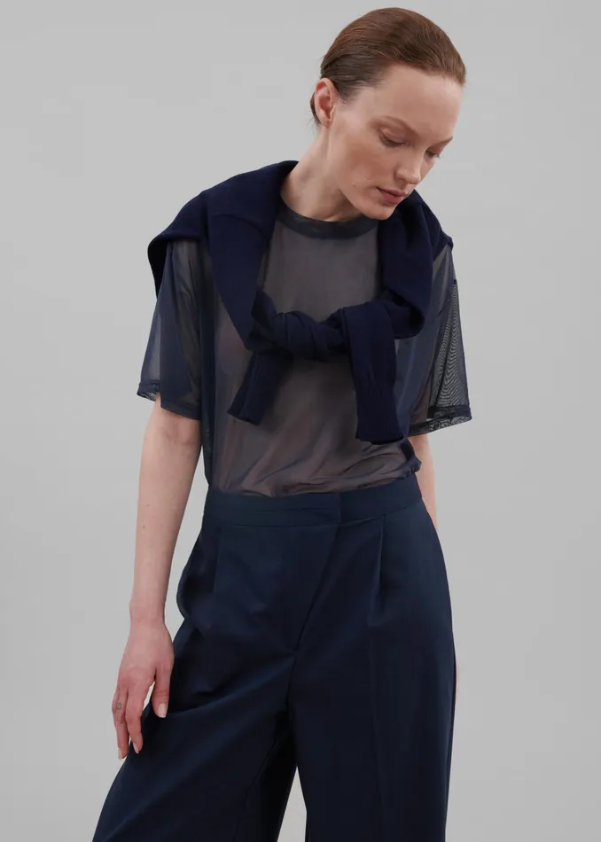 The Frankie Shop Tops Ramy Mesh Tee 8211 Navy 8211 Women