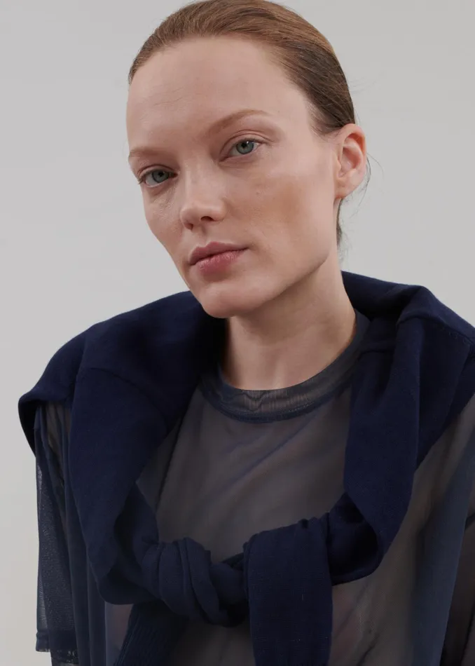 The Frankie Shop Tops Ramy Mesh Tee 8211 Navy 8211 Women